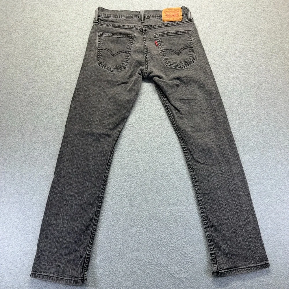 Levis 514 Jeans Mens 31X32 Black‎ Straight Low Rise Stretch Distressed Denim